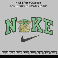 Nike Baby Yoda 003 Embroidery File 6 sizes