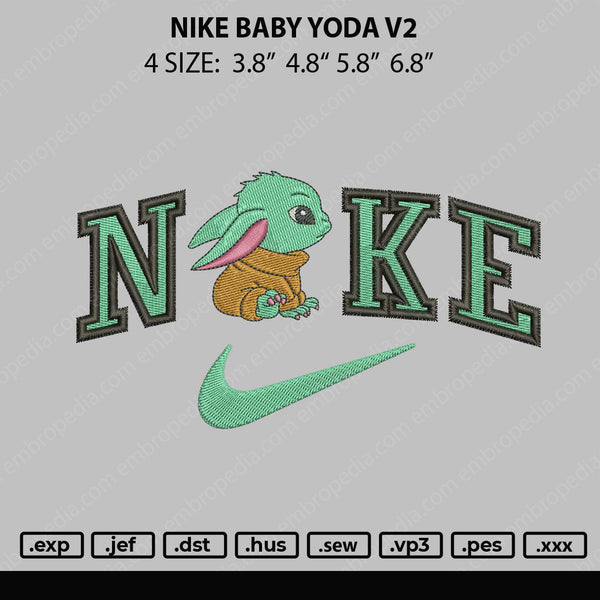 Nike Baby Yoda Embroidery File 4 size