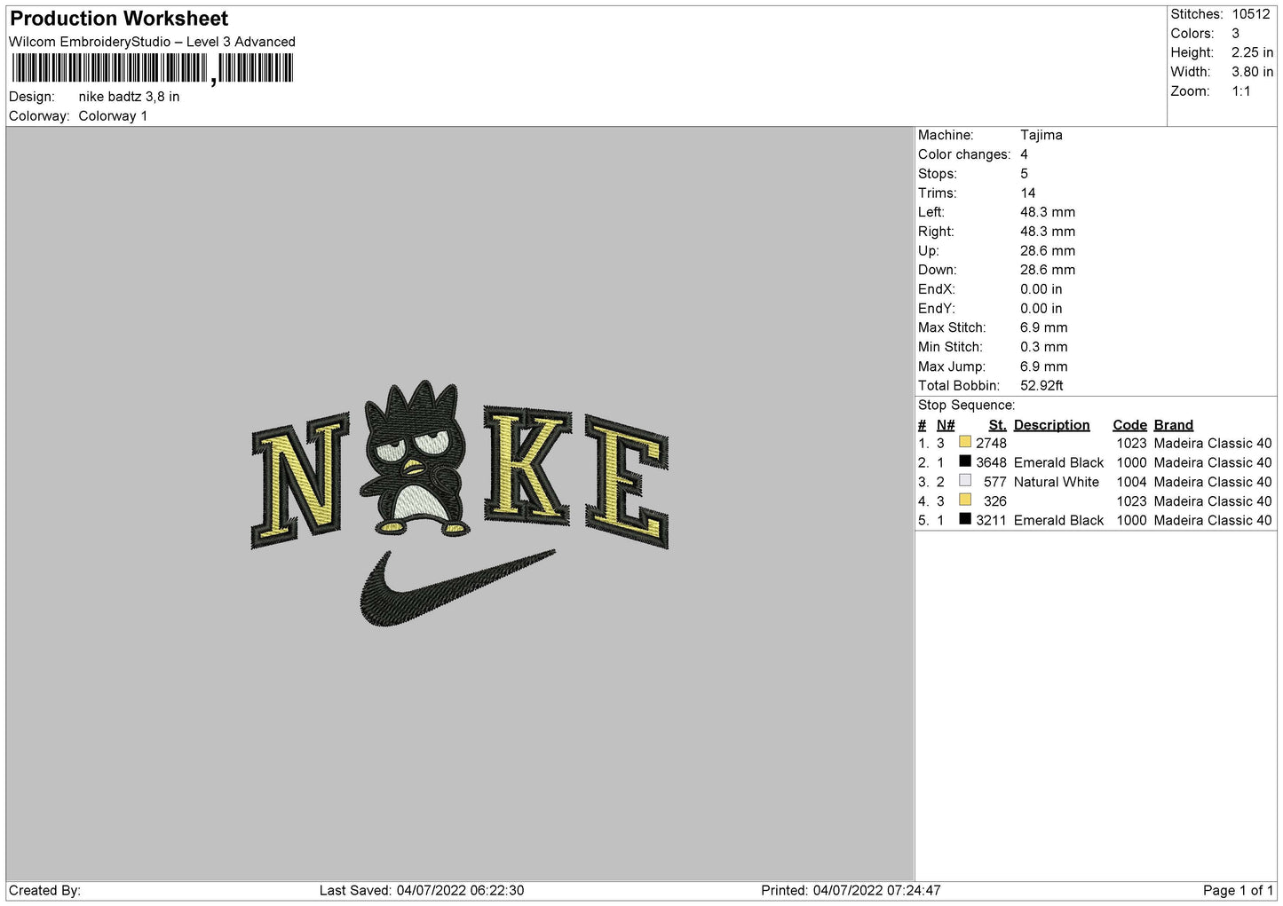 Nike Badzt Embroidery File 4 sizes