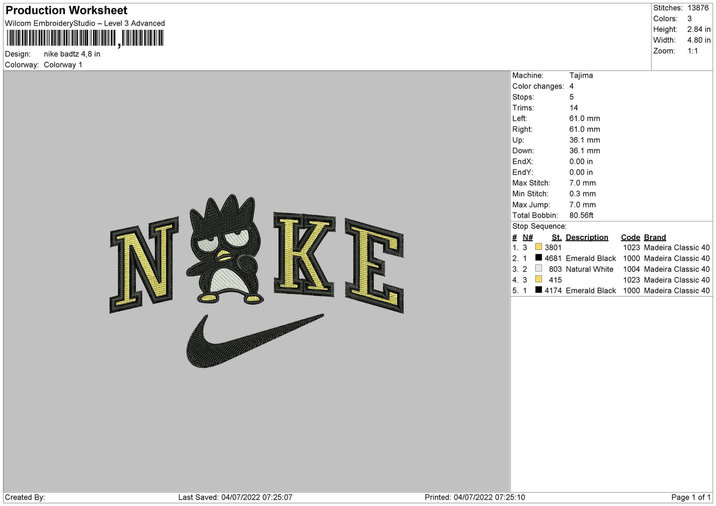 Nike Badzt Embroidery File 4 sizes