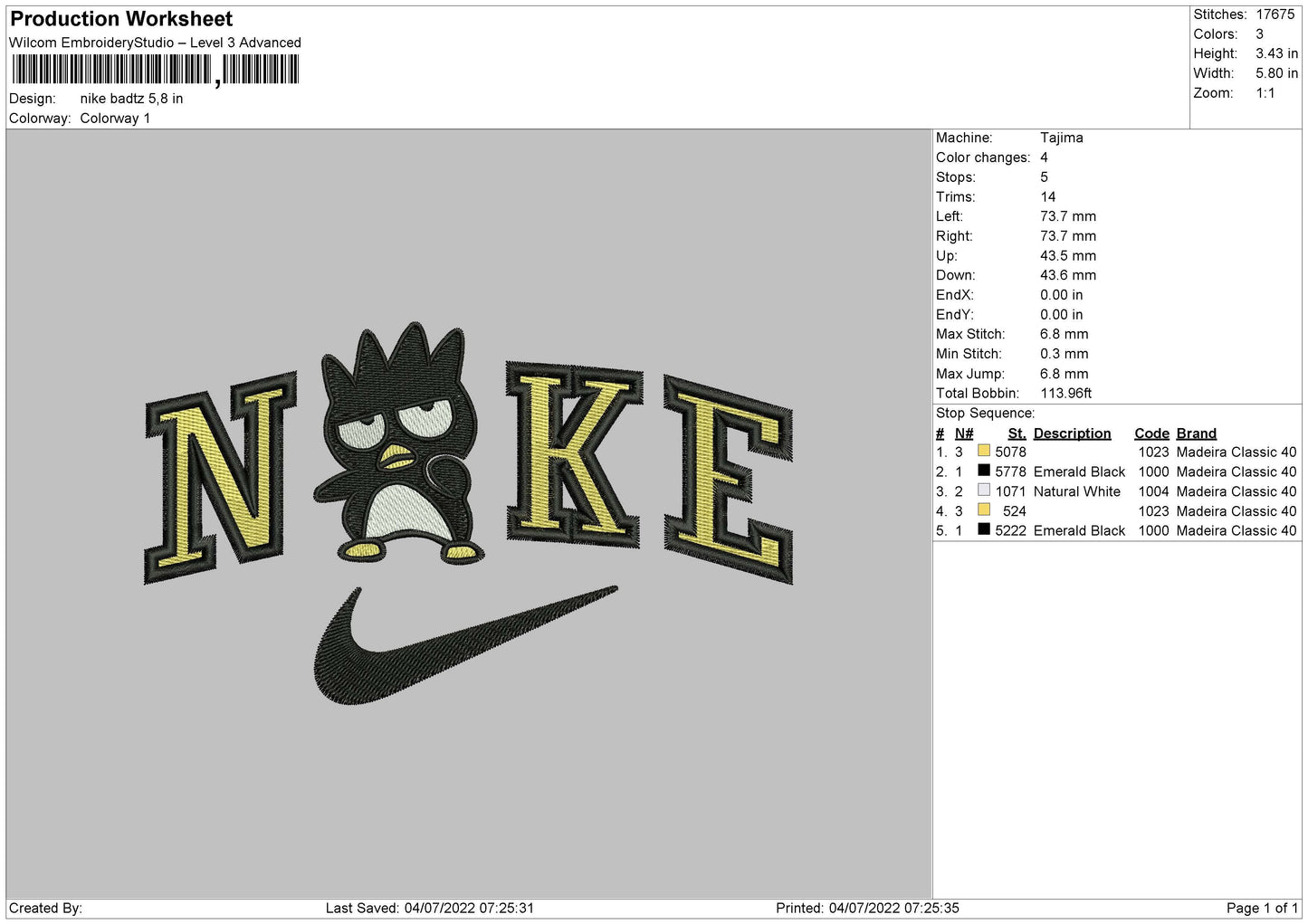 Nike Badzt Embroidery File 4 sizes