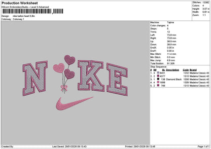 Nike Balloons 2901 Embroidery File 6 sizes