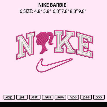 Nike Barbie Embroidery File 6 sizes