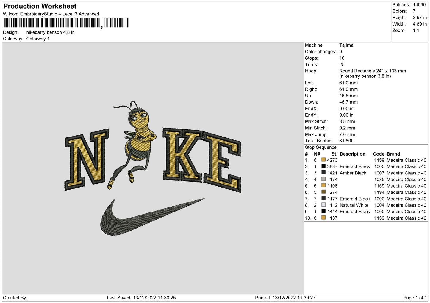 Nike Barry B Embroidery File 6 sizes