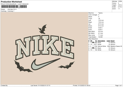 Nike Bats 02 Embroidery File 6 sizes