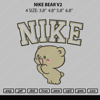 Nike Bear V2 Embroidery File 4 size