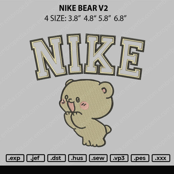 Nike Bear V2 Embroidery File 4 size