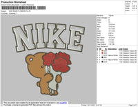 Nike Bear Flowers Embroidery File 4 size