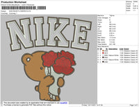 Nike Bear Flowers Embroidery File 4 size
