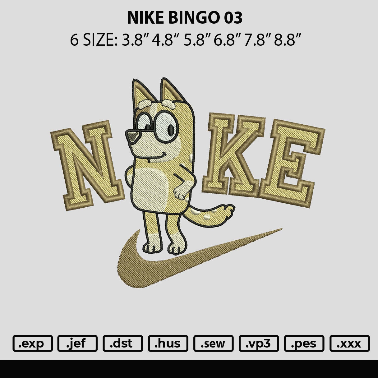 Nike Bingo 03 Embroidery File 6 sizes