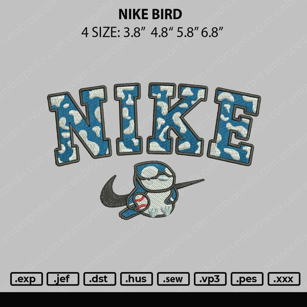 Nike Bird Embroidery File 4 size