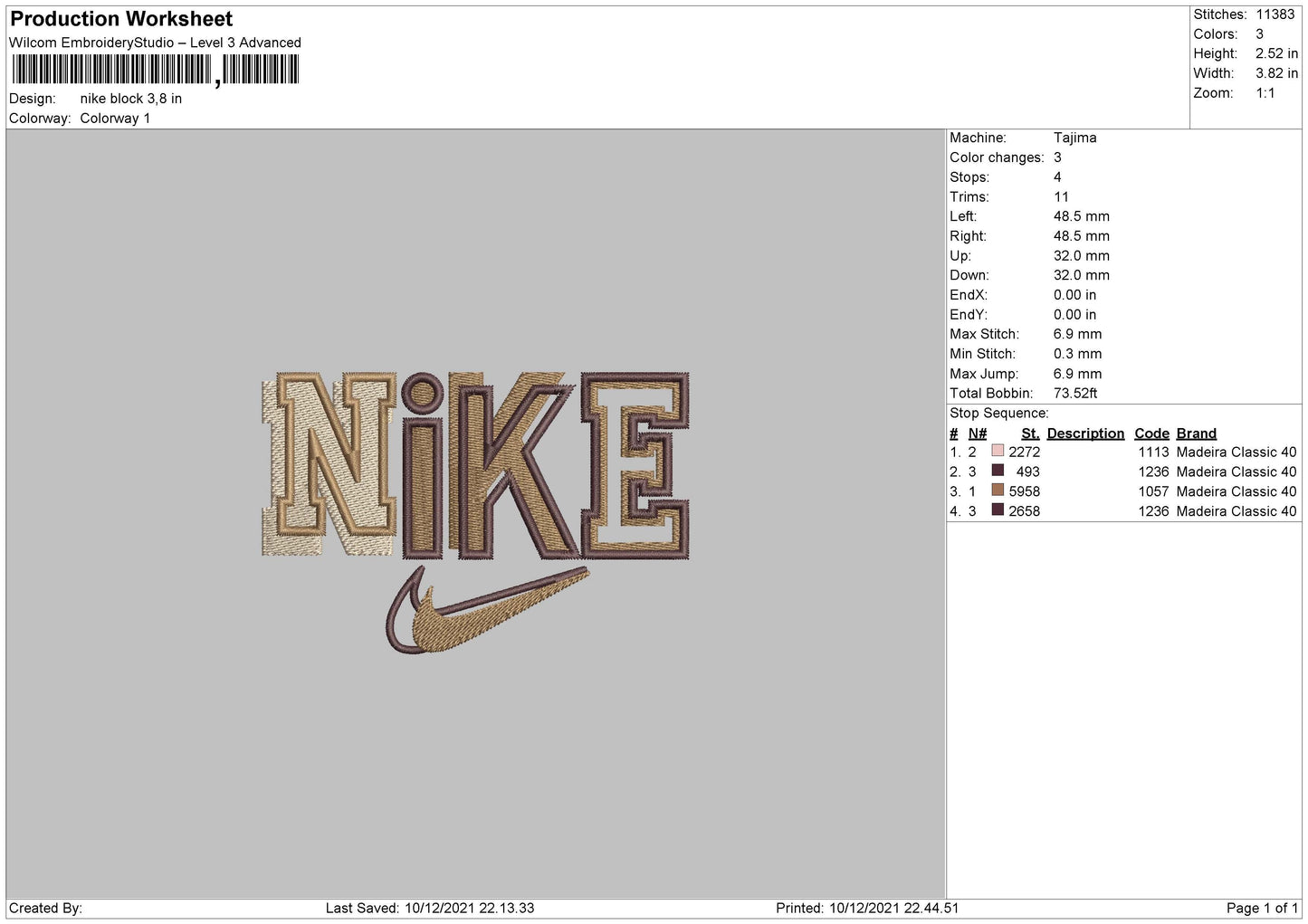 Nike Block Embroidery File 4 size