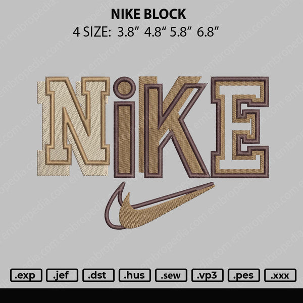 Nike Block Embroidery File 4 size