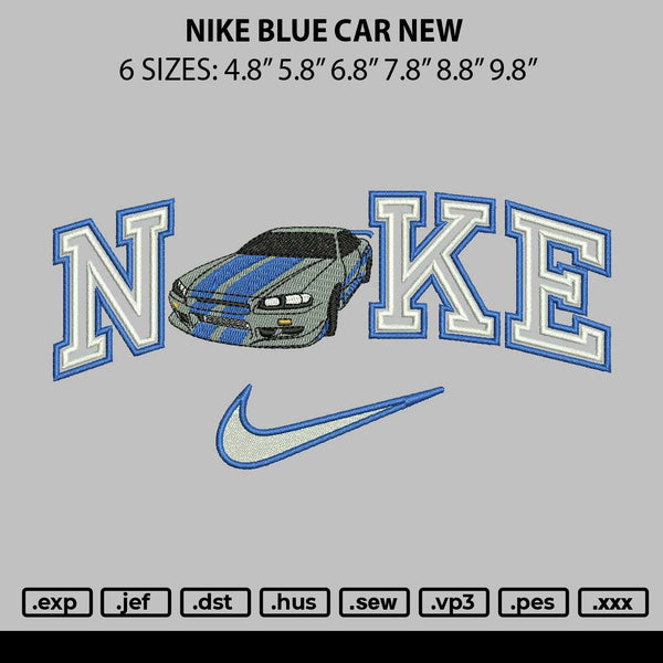Nike Blue Car New Embroidery File 6 sizes