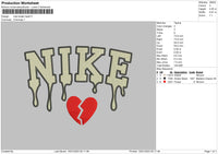 Nike Break Heart Embroidery File 6 sizes