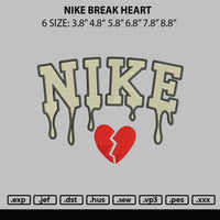 Nike Break Heart Embroidery File 6 sizes