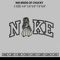 Nike Bride Of Chucky Embroidery File 5 sizes