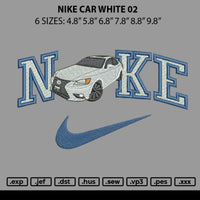 Nike Car White 02 Embroidery File 6 sizes