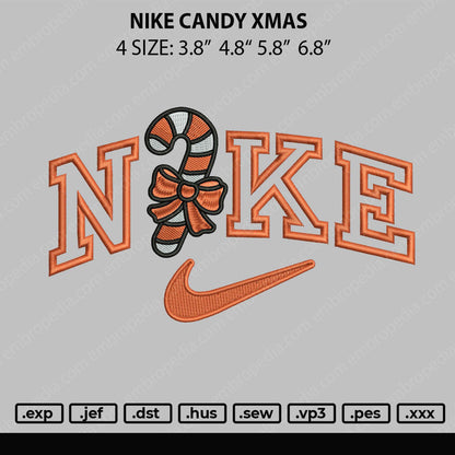 Nike Candy Xmas Embroidery File 4 size