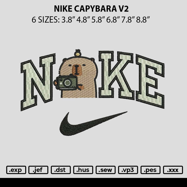 Nike Capybara V2 Embroidery File 6 sizes