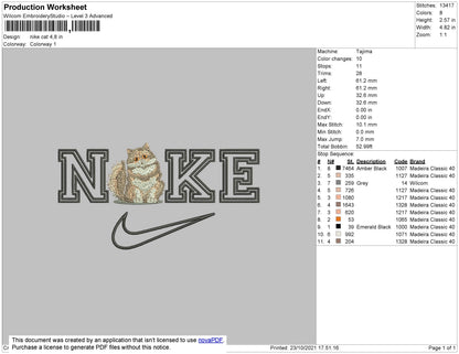Nike Cat Embroidery File 4 size