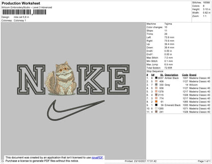 Nike Cat Embroidery File 4 size