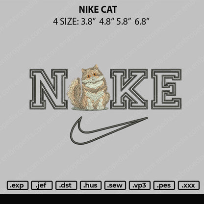 Nike Cat Embroidery File 4 size