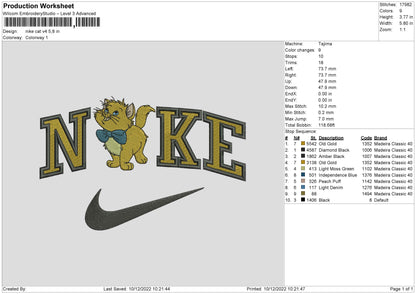 Nike Cat V4 Embroidery File 6 sizes