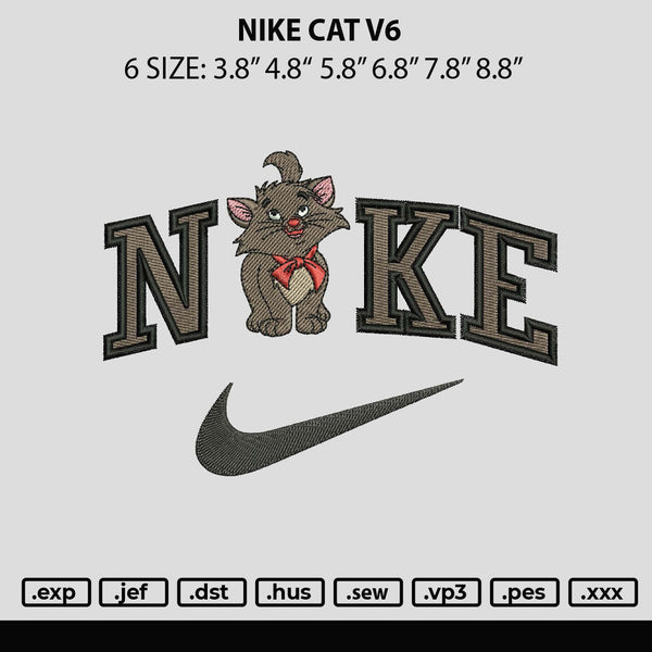 Nike Cat V6 Embroidery File 6 sizes