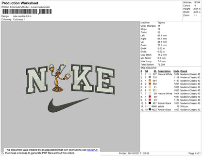 Nike Candle Embroidery File 4 size