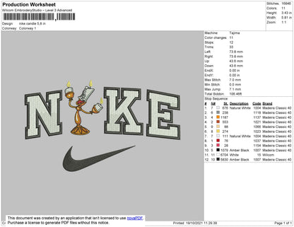 Nike Candle Embroidery File 4 size