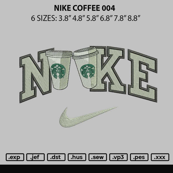 Nike Coffee 004 Embroidery File 6 sizes