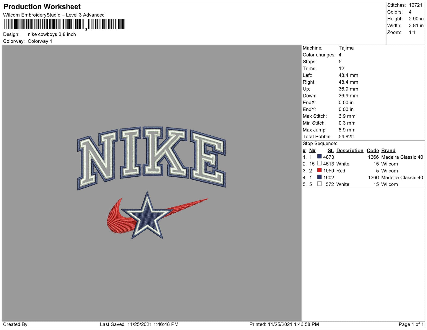 Nike Cowboys Embroidery Files
