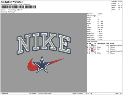 Nike Cowboys Embroidery Files