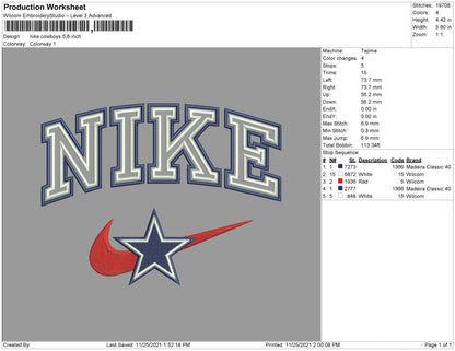 Nike Cowboys Embroidery Files