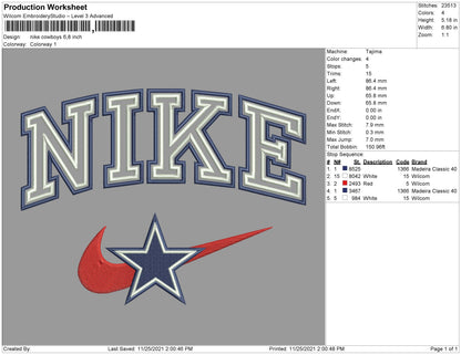 Nike Cowboys Embroidery Files