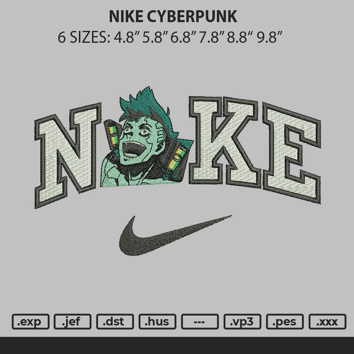 Nike Cyberpunk Embroidery File 6 sizes
