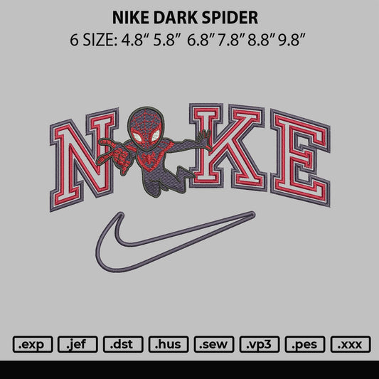 Nike Dark Spider Embroidery File 6 sizes