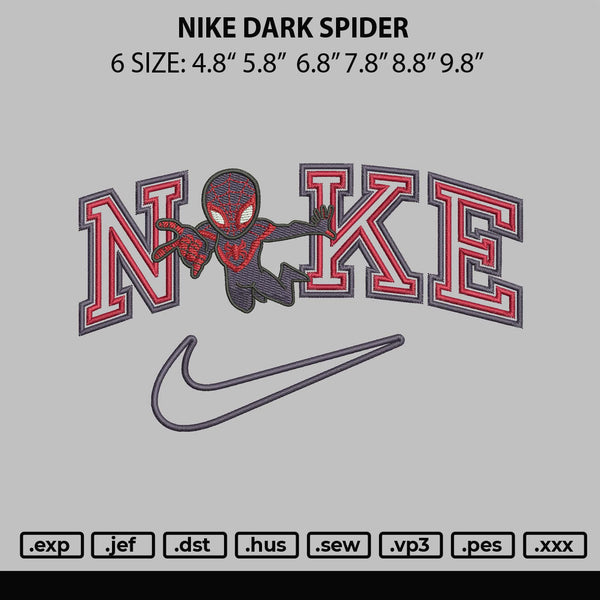 Nike Dark Spider Embroidery File 6 sizes