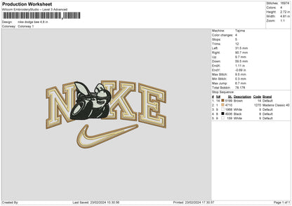 Nike Bee Embroidery File 6 sizes
