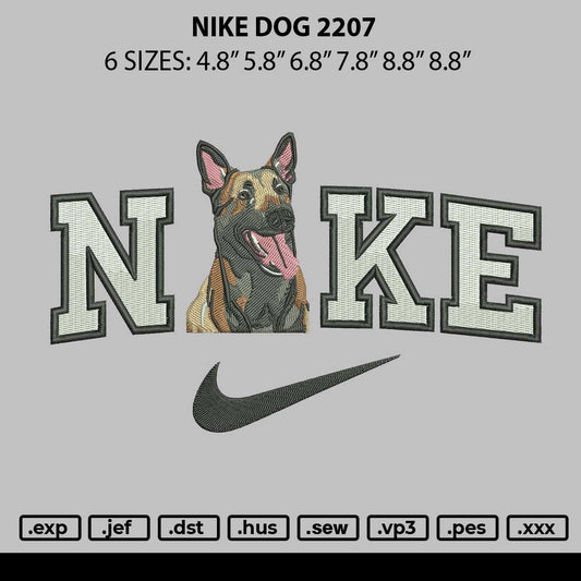 Nike Dog 2207 Embroidery File 6 sizes