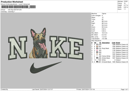 Nike Dog 2207 Embroidery File 6 sizes