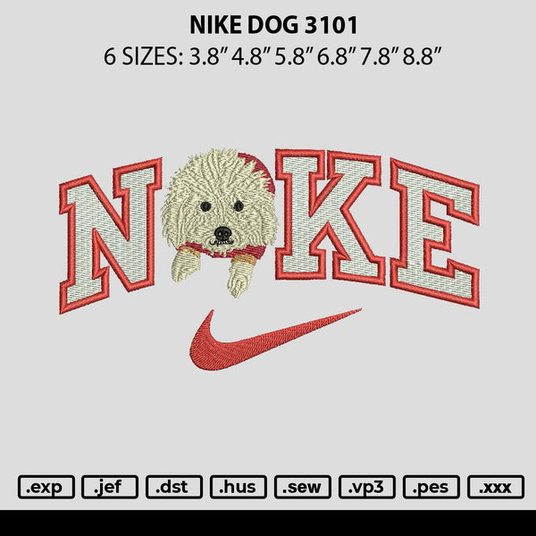 Nike Dog 3101 Embroidery File 6 sizes