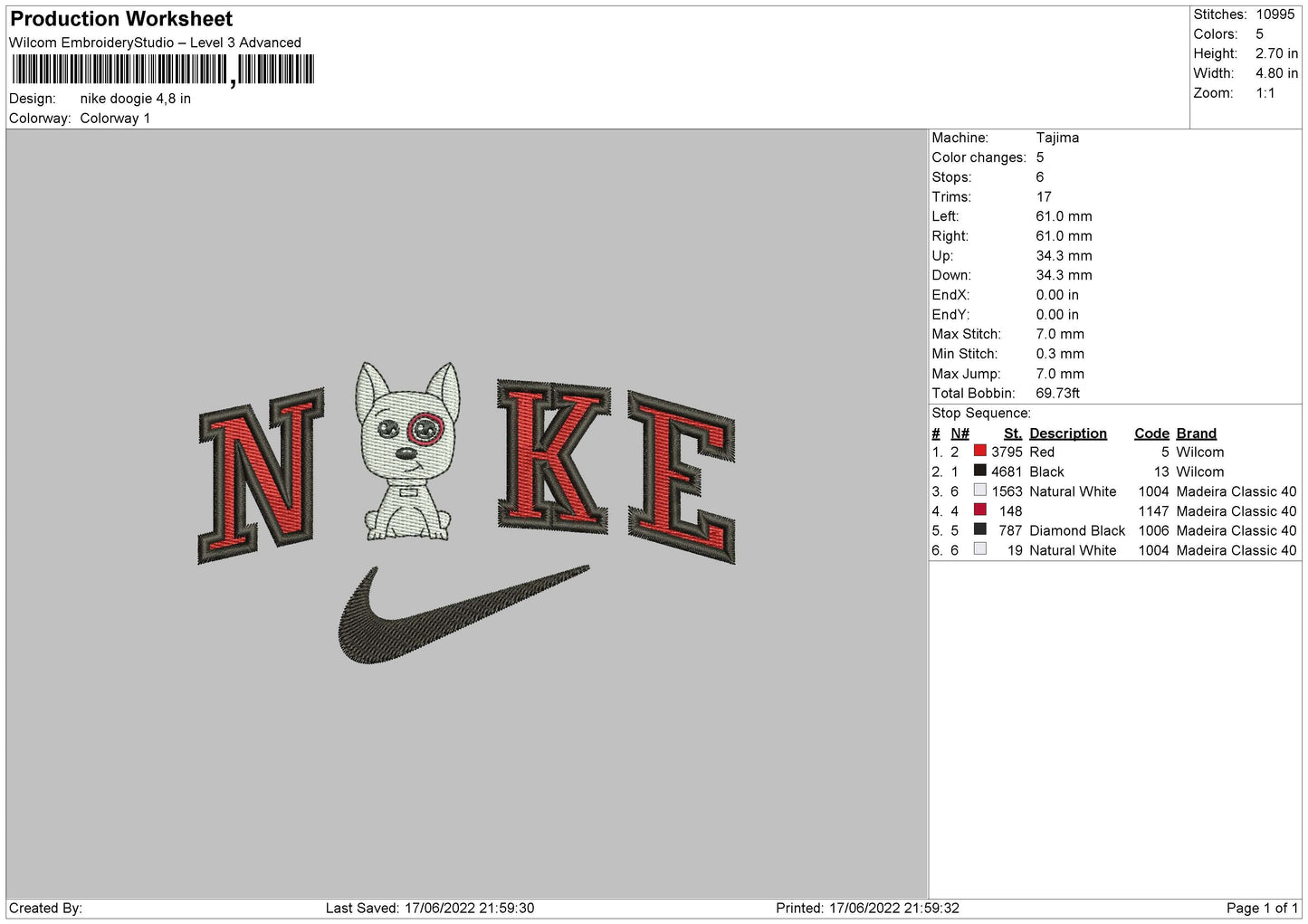 Nike Doogie Embroidery File 4 size