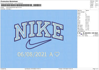 Nike Doublline Date Embroidery File 6 sizes