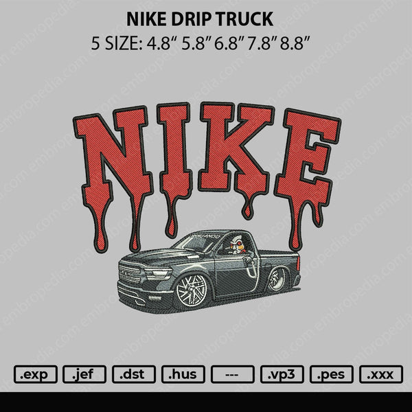 Nike Drip Truck Embroidery File 6 sizes