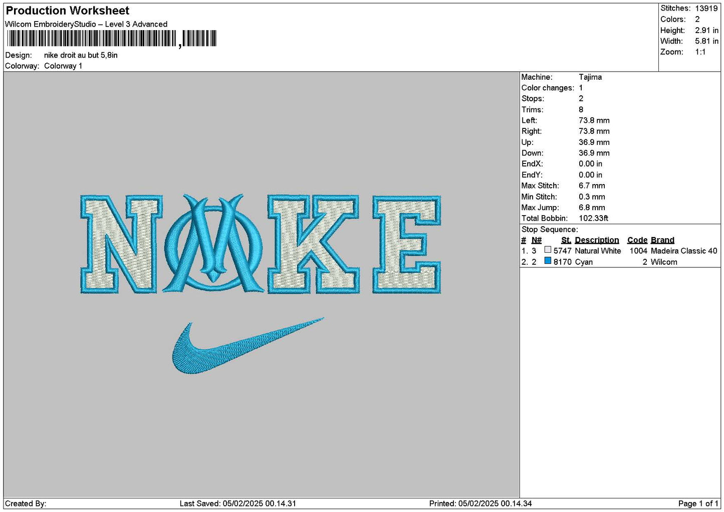 Nike Droit Embroidery File 6 sizes