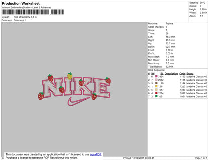 Nike Strawberry Embroidery File 4 size