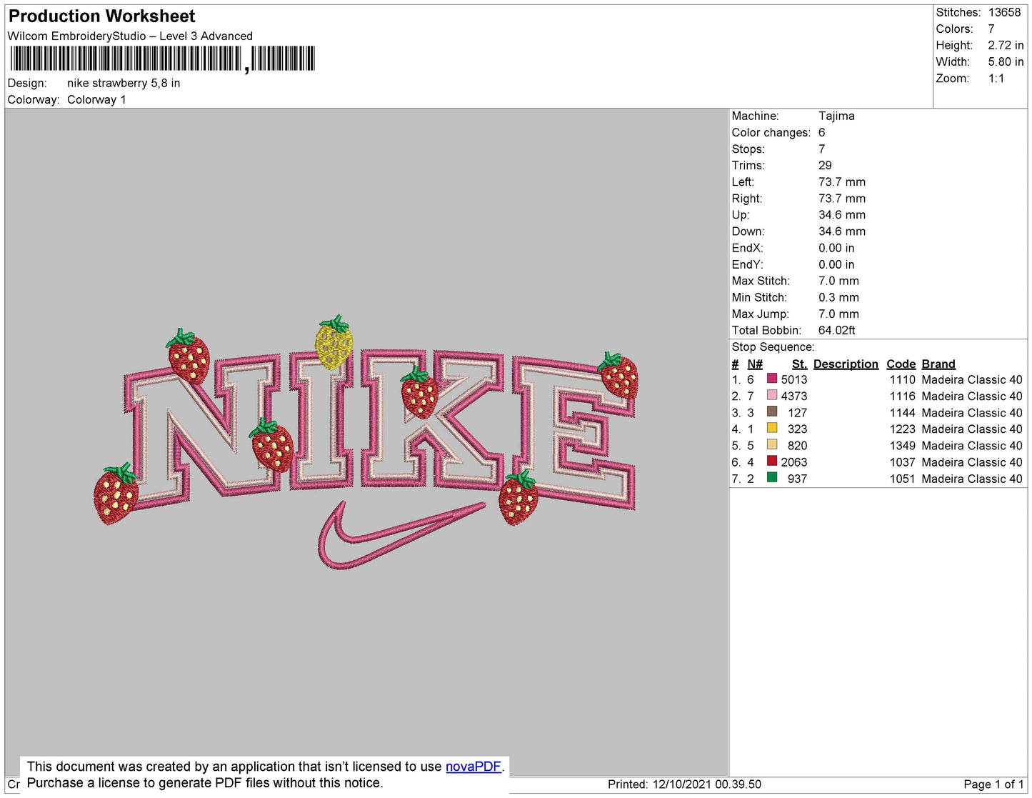 Nike Strawberry Embroidery File 4 size
