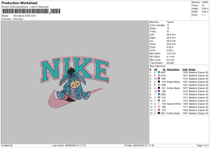 Nike Eeyore 2024 Embroidery File 6 sizes